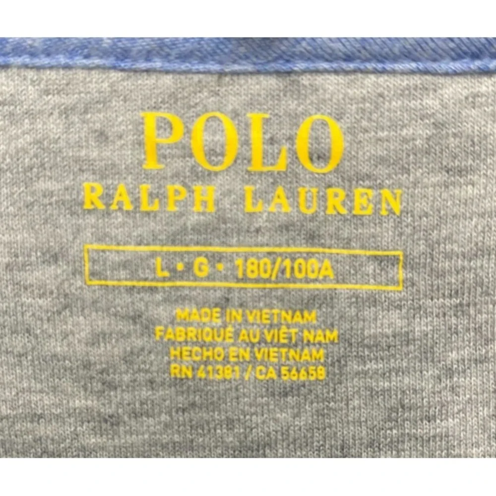 Polo Ralph Lauren Mens Pullover Shirt Sz L Blue 1/4 Zip Long Sleeve Cotton Blend